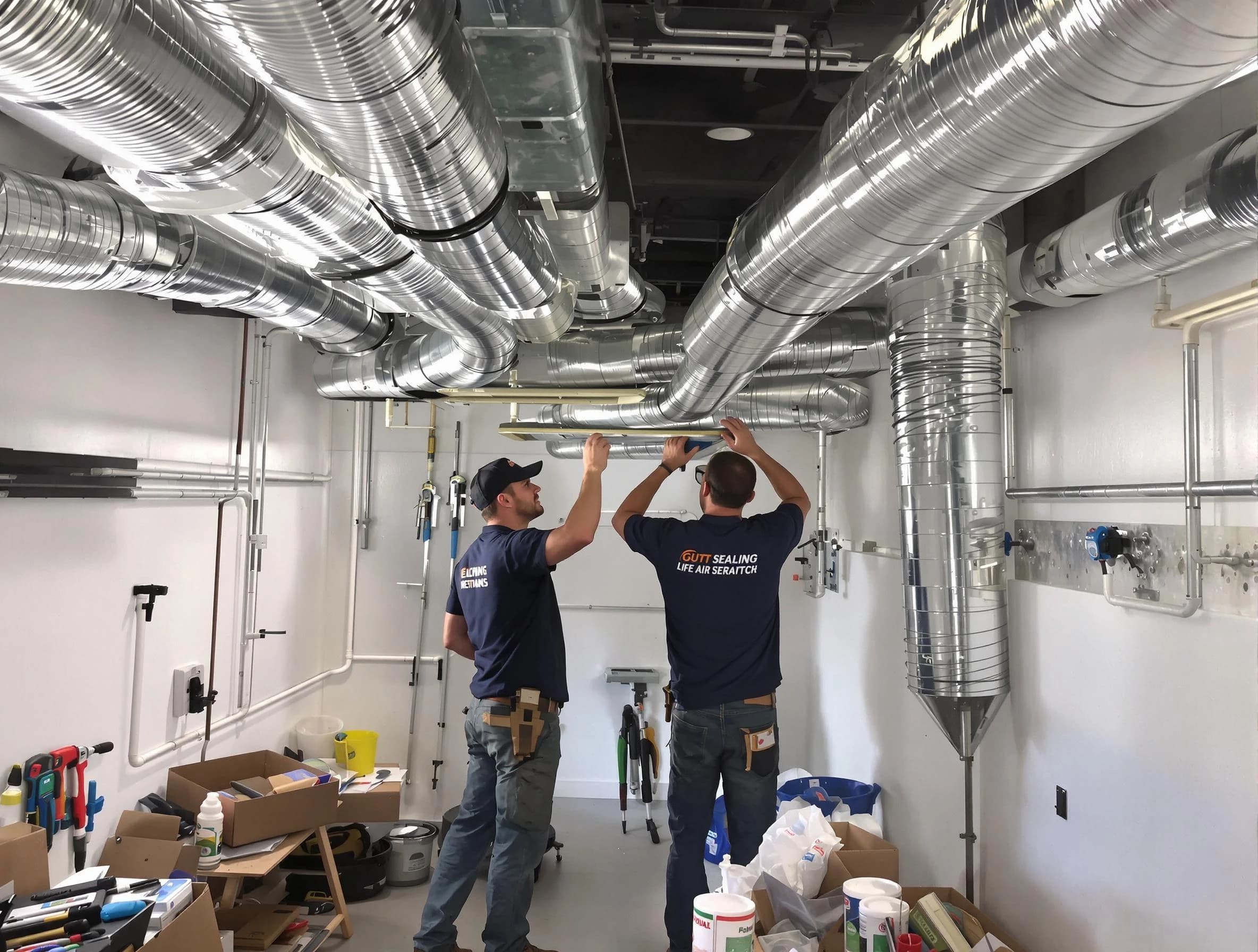 Rio Rancho Air Duct Cleaning technician applying professional duct sealing solutions in Rio Rancho