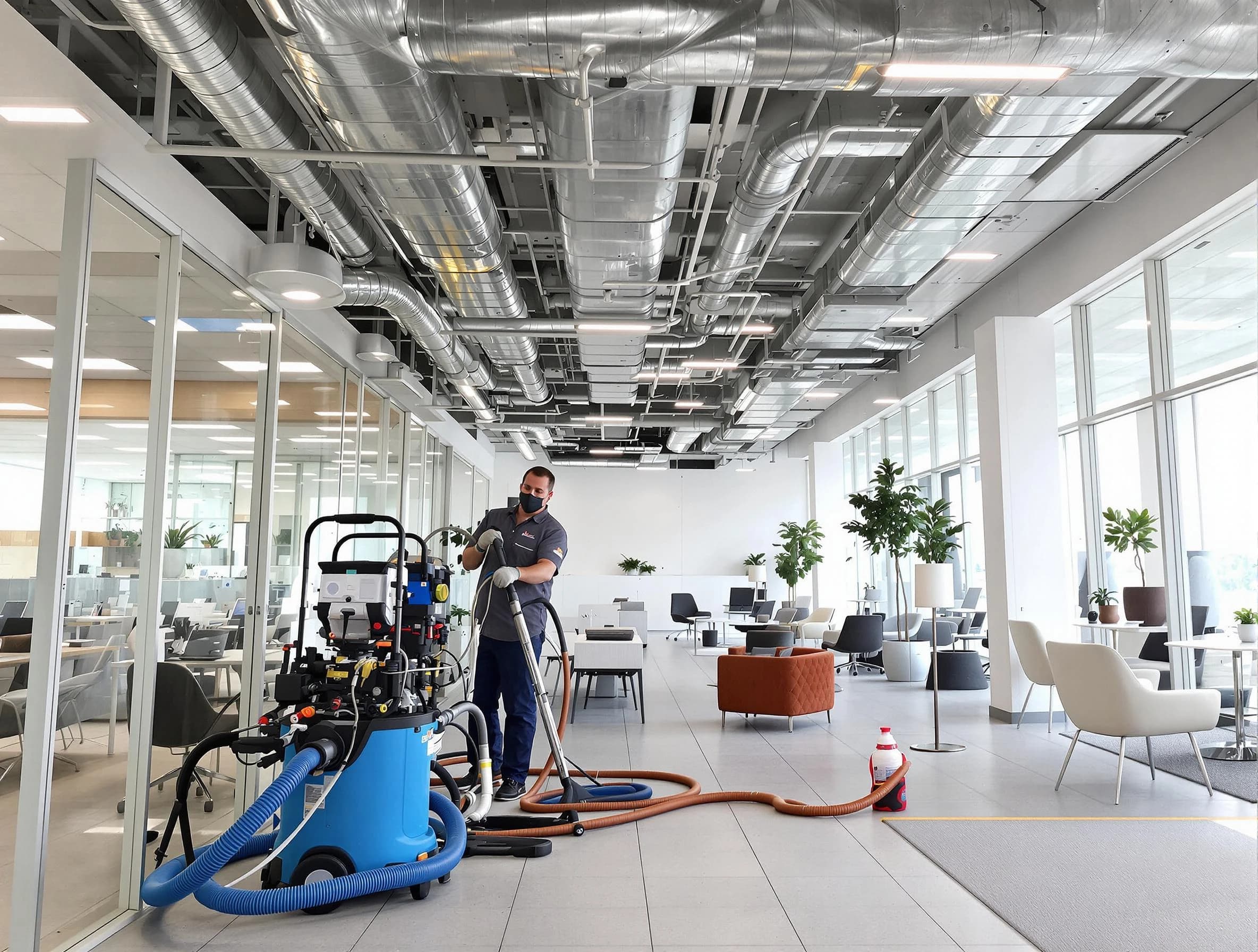 Rio Rancho Air Duct Cleaning team conducting comprehensive commercial duct cleaning at a business location in Rio Rancho