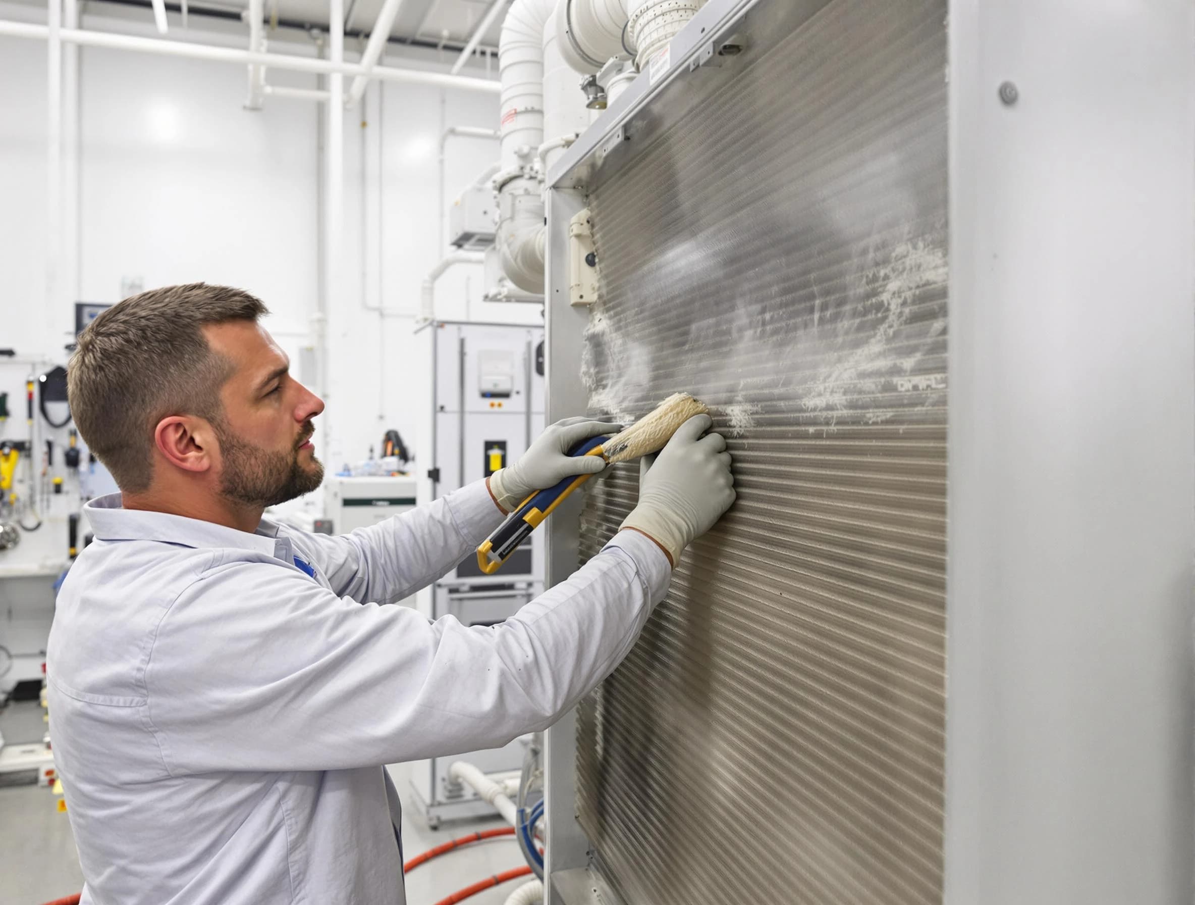 Rio Rancho Air Duct Cleaning technician performing precision commercial coil cleaning at a Rio Rancho business