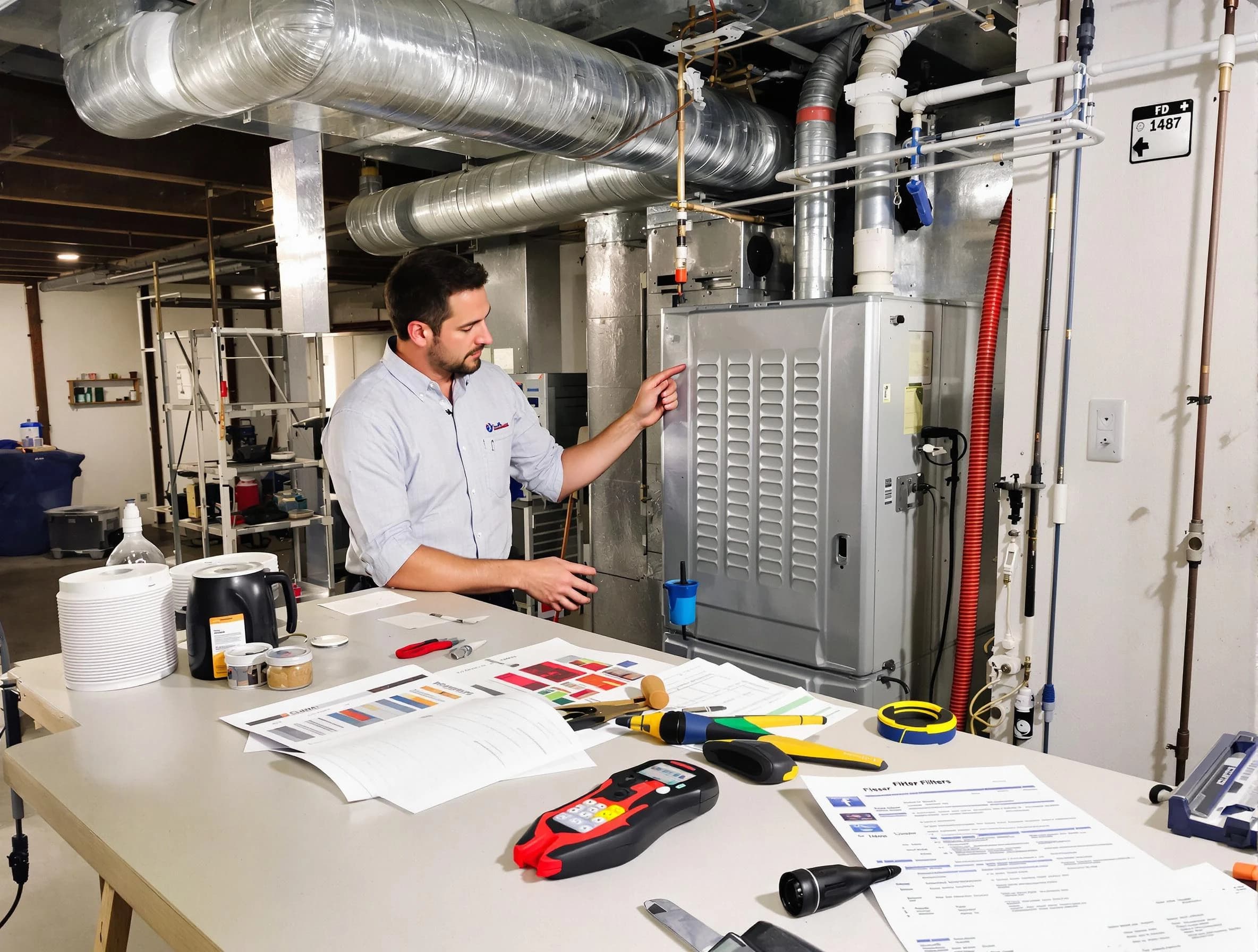 Rio Rancho Air Duct Cleaning inspector conducting detailed filter system evaluation using professional diagnostic tools in Rio Rancho