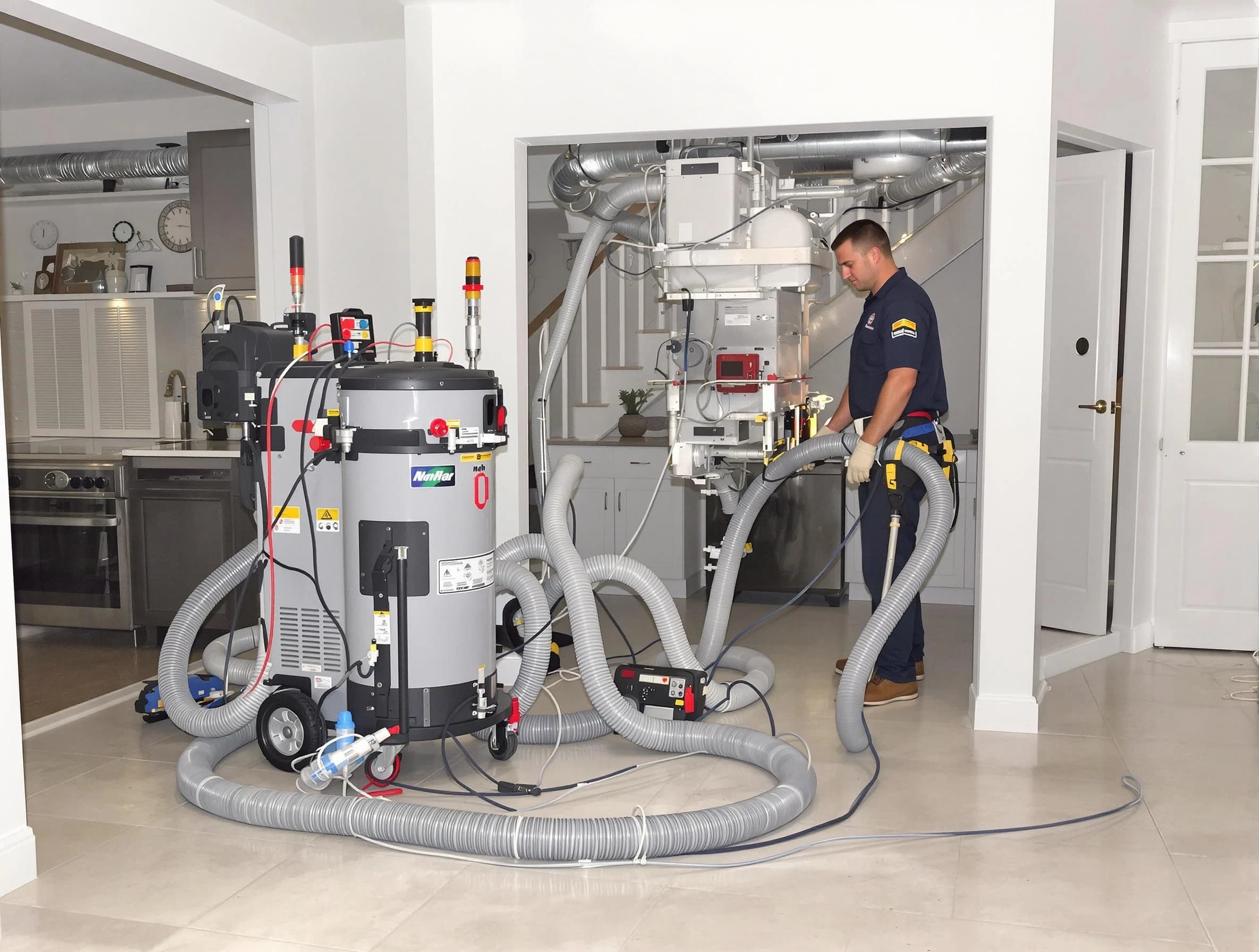 Rio Rancho Air Duct Cleaning technician operating negative pressure cleaning equipment for thorough duct maintenance in Rio Rancho