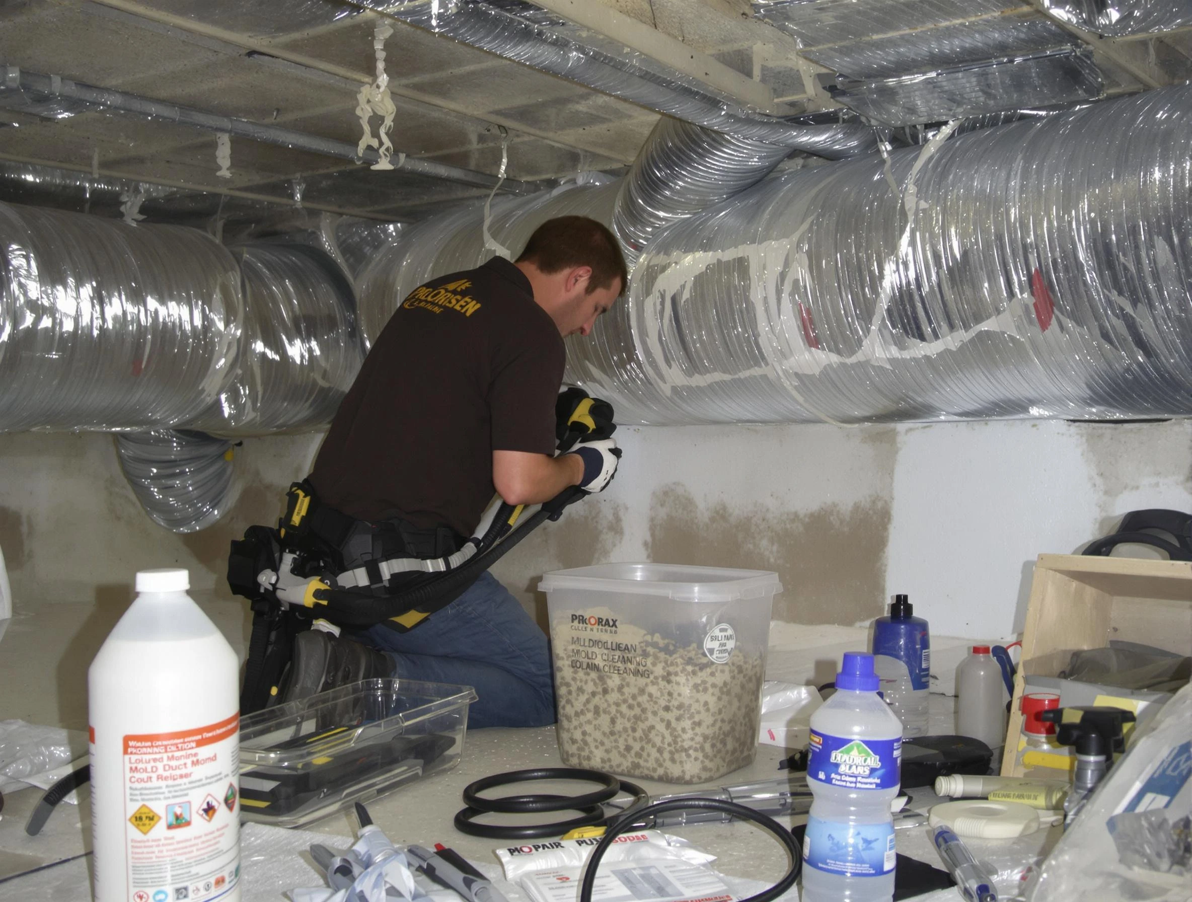 Rio Rancho Air Duct Cleaning specialist performing professional mold removal from air ducts in Rio Rancho