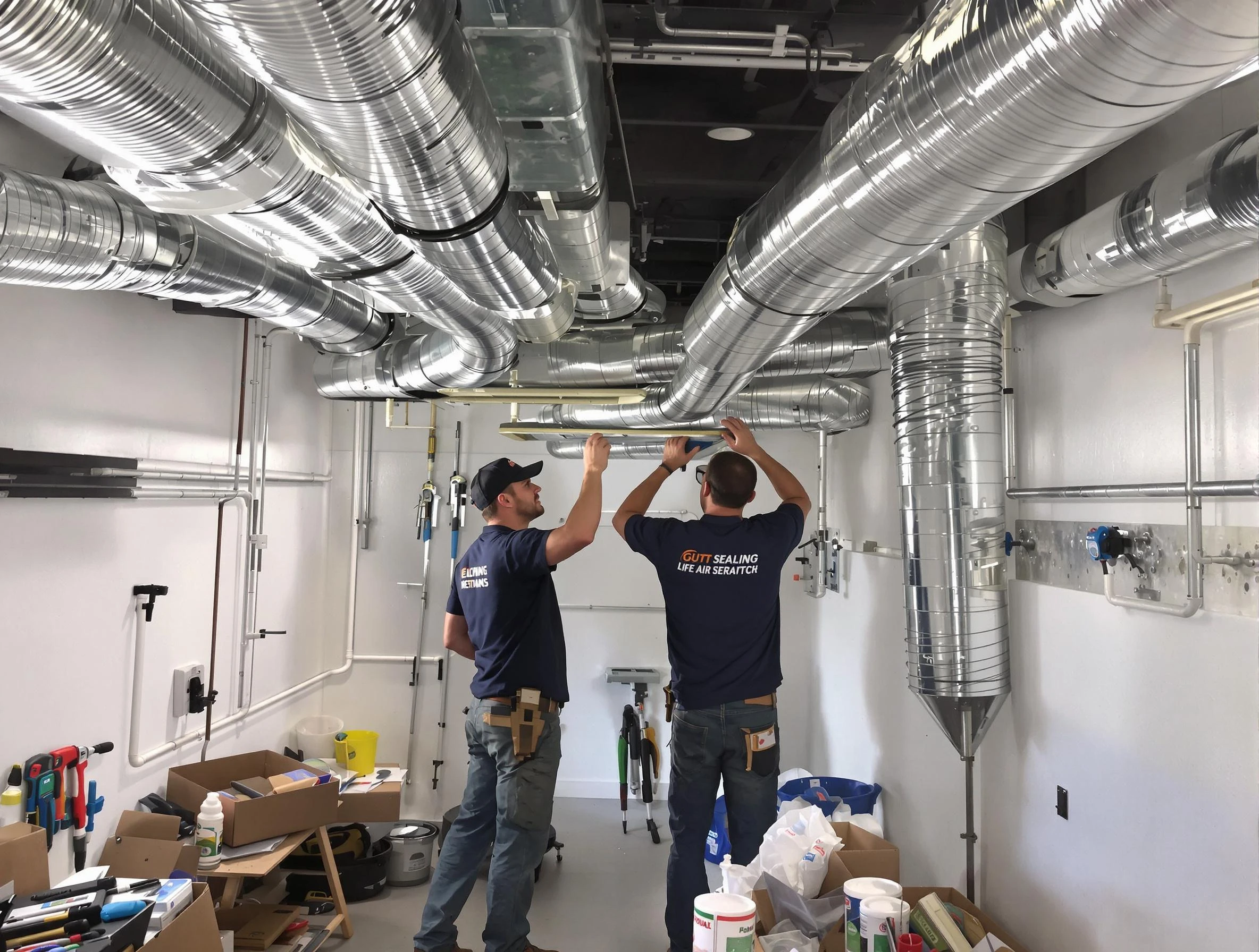 Rio Rancho Air Duct Cleaning technician applying professional duct sealing solutions in Rio Rancho