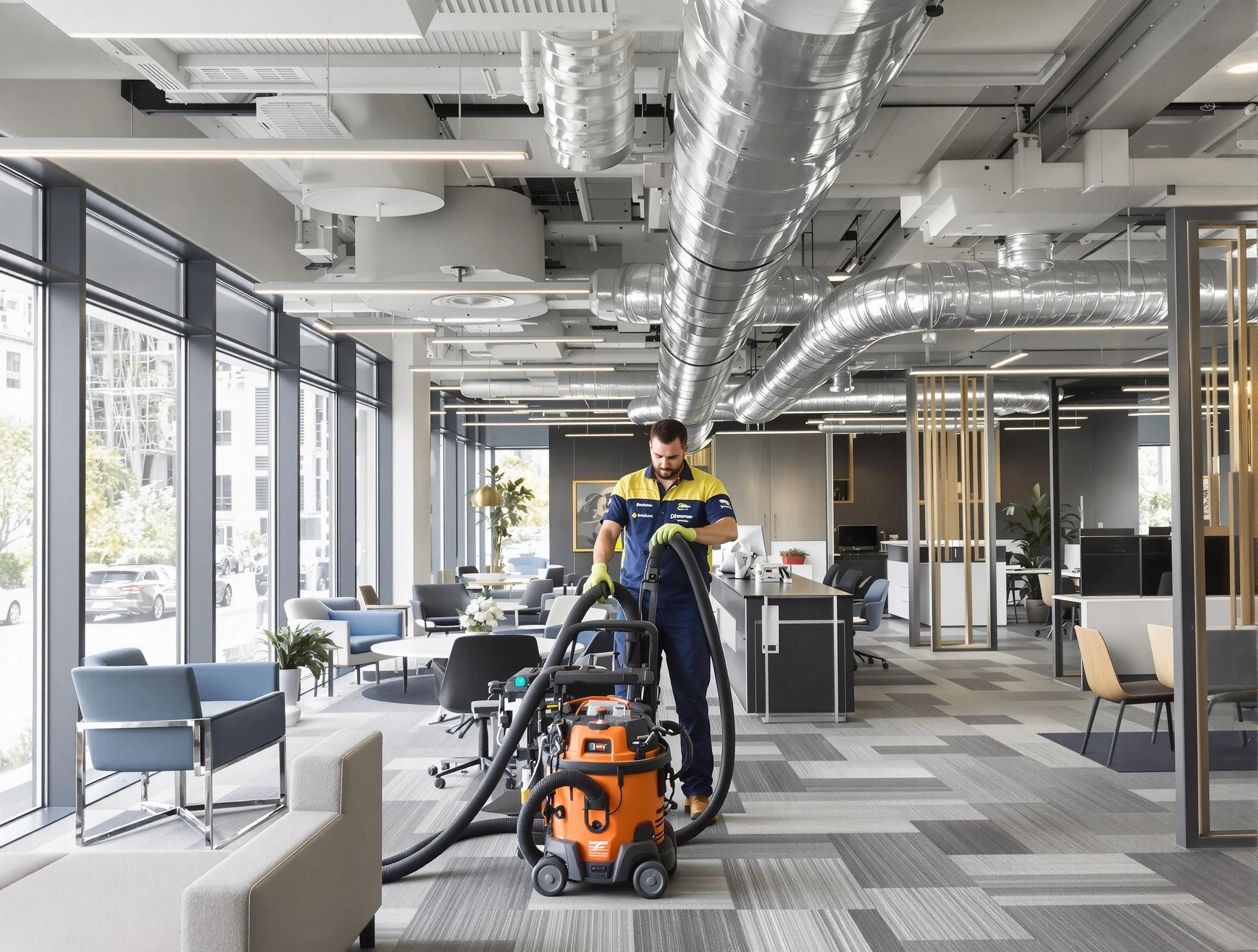 Rio Rancho Air Duct Cleaning team performing thorough commercial duct cleaning at a Rio Rancho business center