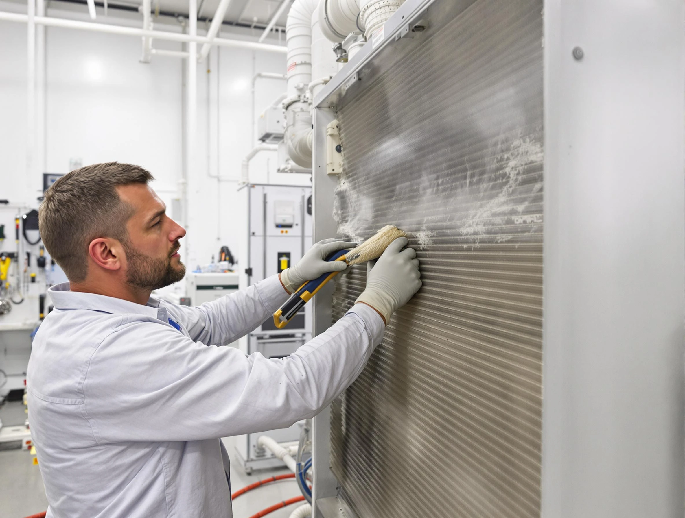Rio Rancho Air Duct Cleaning technician performing precision commercial coil cleaning at a Rio Rancho business